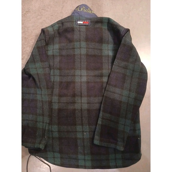 Vtg 90s Tommy Hilfiger Check Fleece Jacket Men's Size S Full Zip Plaid Green - Picture 9 of 9